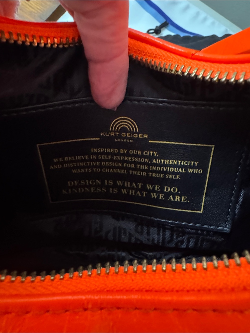 Kurt Geiger Kensington Puff Crescent Shoulder Bag Orange - Picture 9 of 10